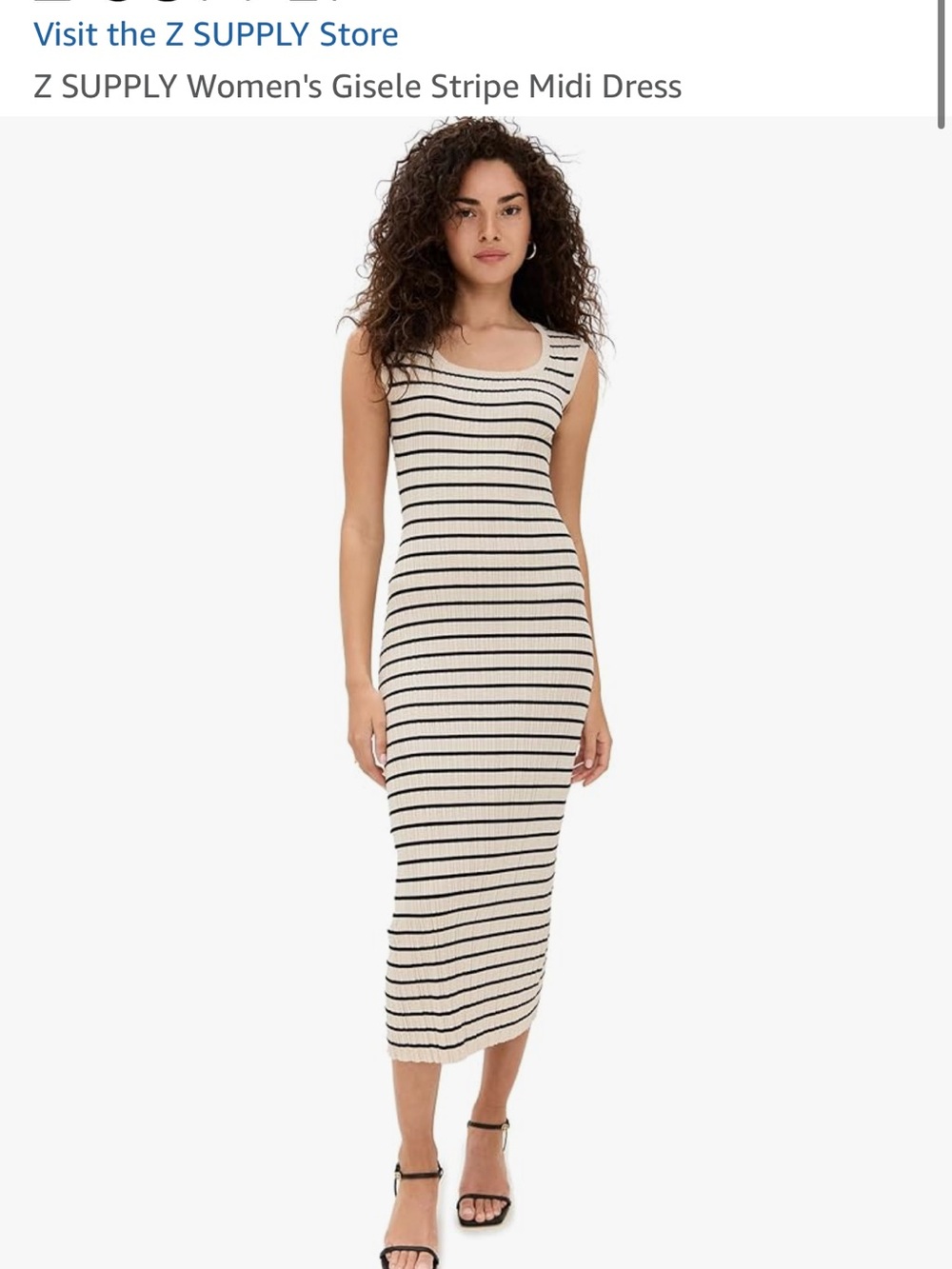 Z Supply Striped Ribbed Midi Dress in Cream and Black UNOPENED in packaging
